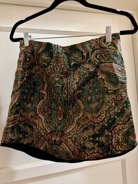 Zara Paisley Mini Skirt in Green and Pink
